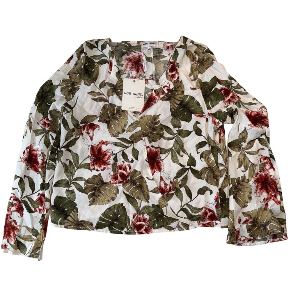 NWT Most Wanted Collection Floral Long Sleeve Top Size Medium